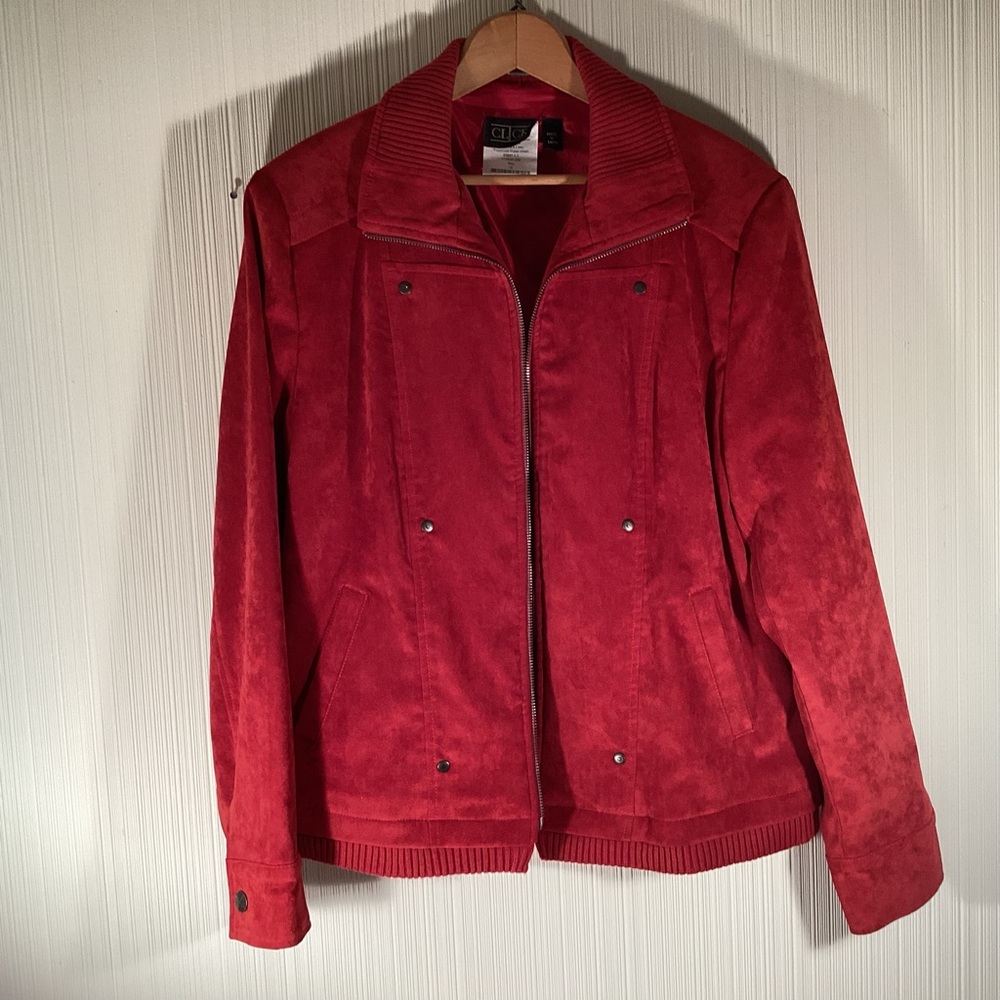 Click faux red suede jacket sz 16